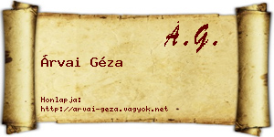 Árvai Géza névjegykártya